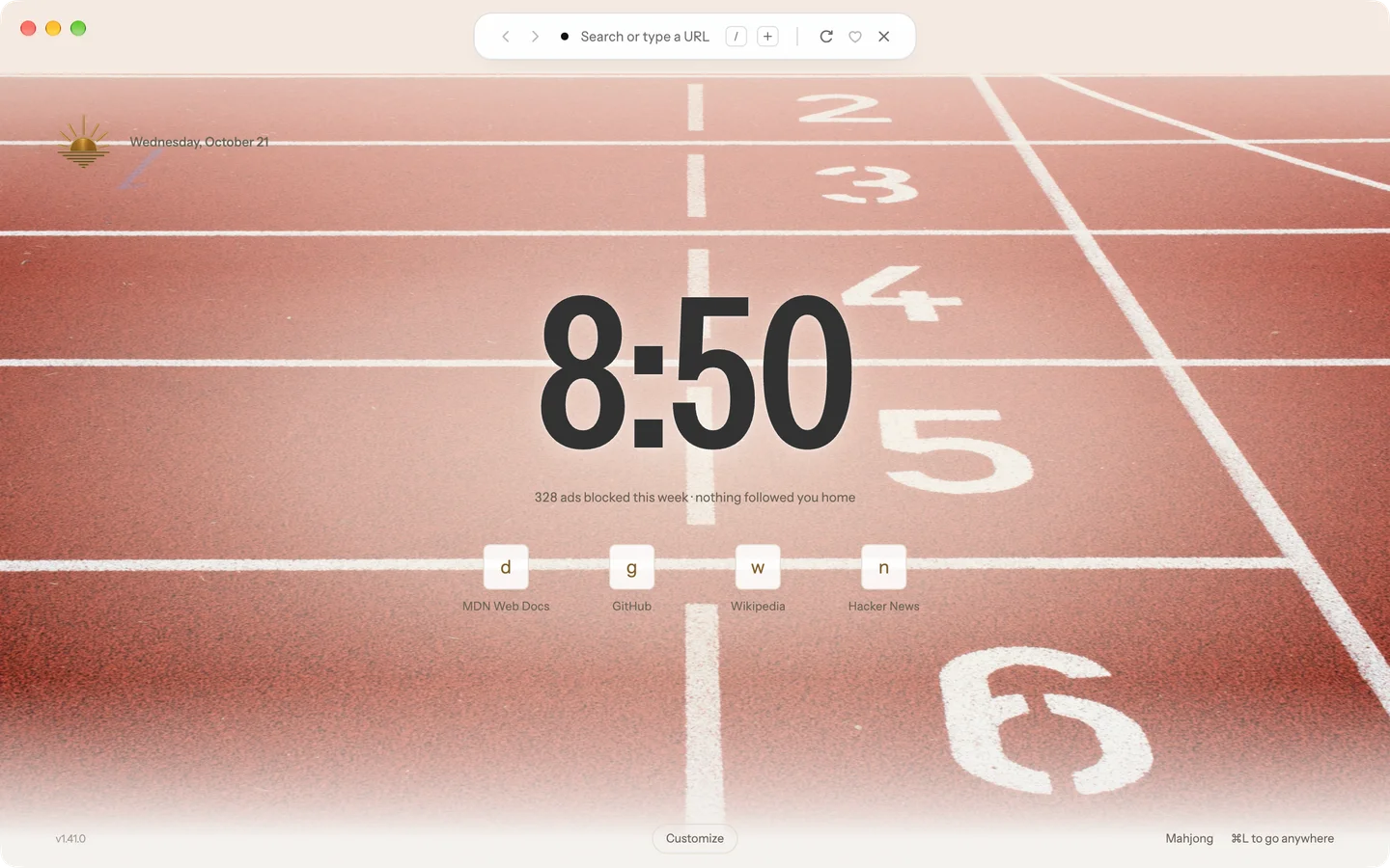 A tall graphite clock over the numbered lanes of a red running track. (Photo: Austris Augusts, Unsplash)