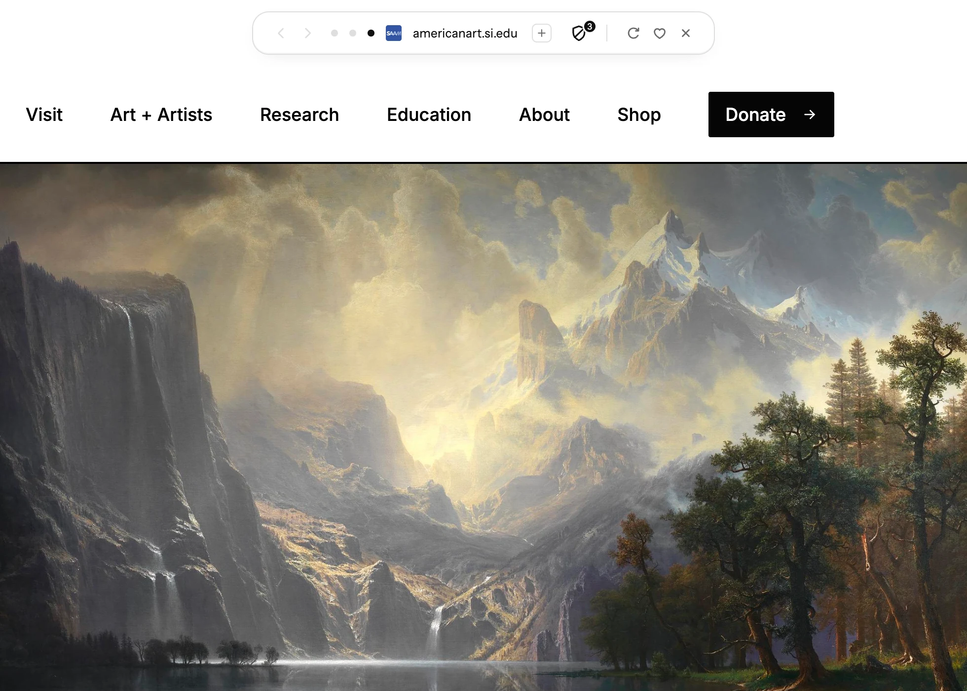 Blanc’s resting Island above Albert Bierstadt’s Among the Sierra Nevada, California, on the Smithsonian American Art Museum’s site